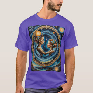 神聖なコズミック鏡女神シャツ Tシャツ