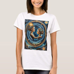 神聖なコズミック鏡女神シャツ Tシャツ