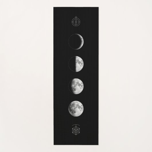神聖なシンプル幾何学を持つ月相 ヨガマット (正面)