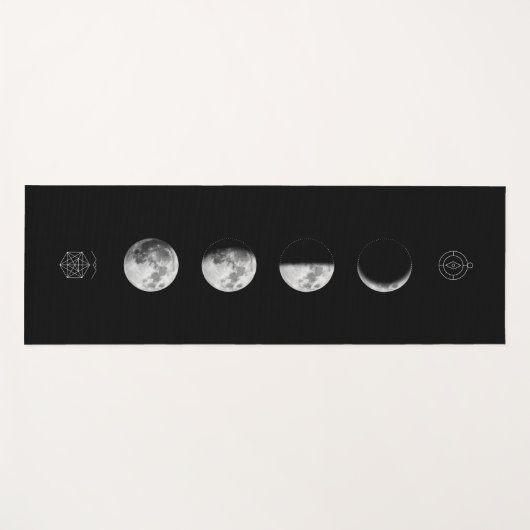 神聖なシンプル幾何学を持つ月相 ヨガマット (正面(横))