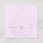 神聖なジオメトリスピリチュアルニューエイジ金ゴールドとピンク スクエア名刺 (正面)