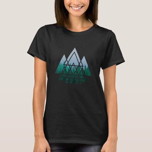 神聖なジオメトリ三角形フォレストの幾何学的なスピリ Tシャツ (正面)