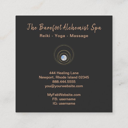 *~*神聖なジオメトリ金ゴールドジオメトリBoho宇宙 スクエア名刺 (裏面)