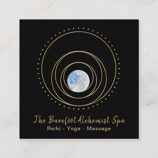 *~*神聖なジオメトリ金ゴールドジオメトリBoho宇宙 スクエア名刺 (正面)