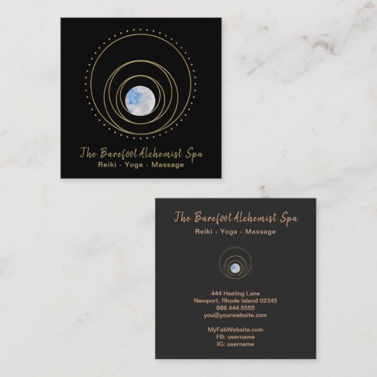 *~*神聖なジオメトリ金ゴールドジオメトリBoho宇宙 スクエア名刺 (正面/裏面)