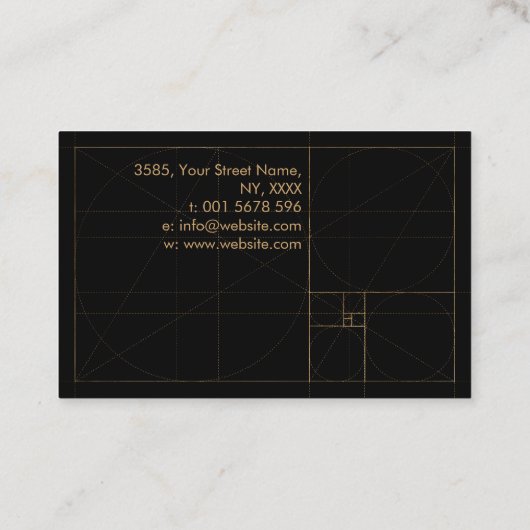 神聖なジオメトリ黄金の緩和曲線 – ツリー分岐 名刺 (裏面)