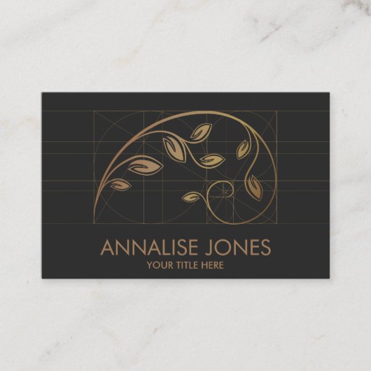 神聖なジオメトリ – ゴールデンスパイラルブランチ 名刺 (正面)