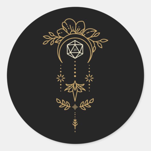 神聖なジオメトリD20サイコロテーブルトップRPG ラウンドシール (正面)