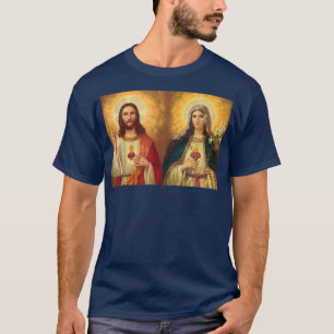 神聖なハートと無垢なハート写真イエスアン Tシャツ
