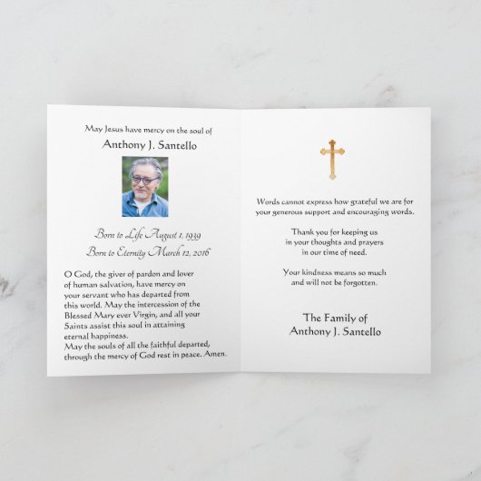 神聖なハートのイエス・キリストのカトリック教の哀悼は感謝していしています サンキューカード (内部)