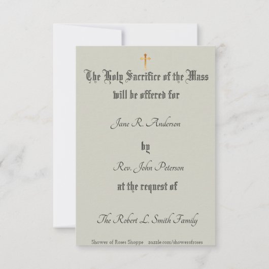 神聖なハートのカトリック教の多くの記念の提供 招待状 (裏面)