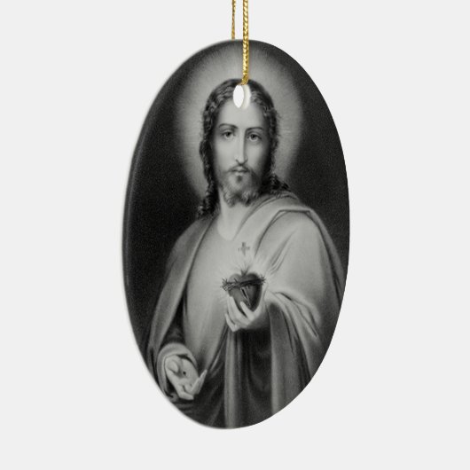 神聖なハートの宗教オーナメントを握っているイエス・キリスト セラミックオーナメント (右)