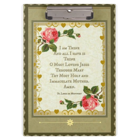 神聖なハートの祈りの言葉のクリップボードwのバラ クリップボード (正面)