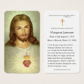 神聖なハートイエスカトリック葬儀の聖札 –  (正面&裏面)