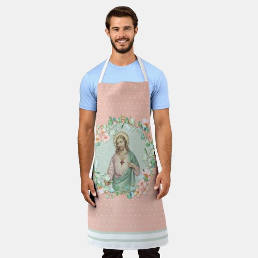 神聖なハートイエスユーカイプラプトゥスフローラ宗教 エプロン (着用した状態)