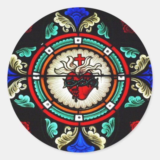 神聖なハートステンドグラスのシール ラウンドシール (正面)