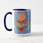 神聖なハート水色ブルー マグカップ (左)