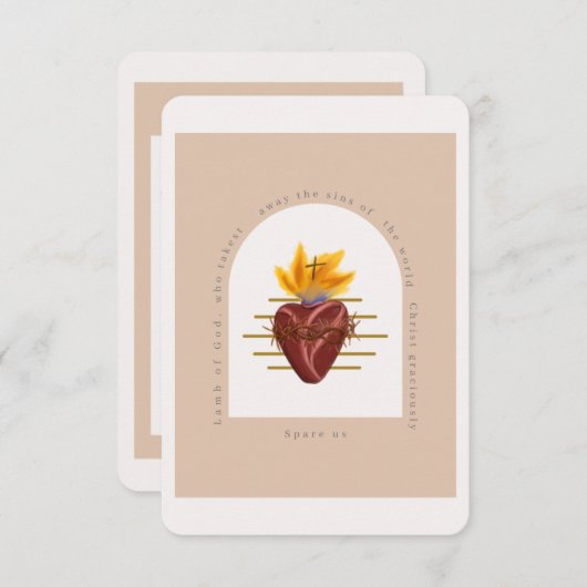 神聖なハート祈りの言葉カード サンキューカード (正面/裏面)