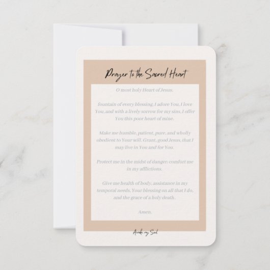 神聖なハート祈りの言葉カード サンキューカード (裏面)