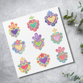 神聖なハート、水彩、メキシコ、メキシコフォーク