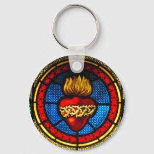 神聖なハート(J&M)のステンドグラスKeychain キーホルダー