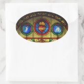 神聖なハート(J&M)ステンドグラス 楕円形シール (バッグ)