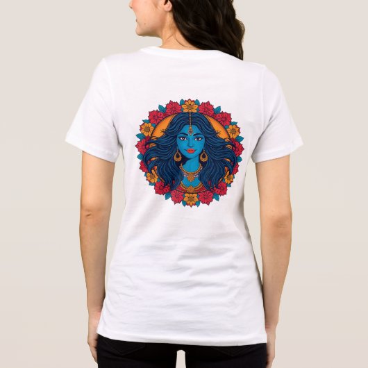 神聖なヒンドゥーの女神カーリー曼荼羅アート - 強力な トライブレンドTシャツ (裏面)