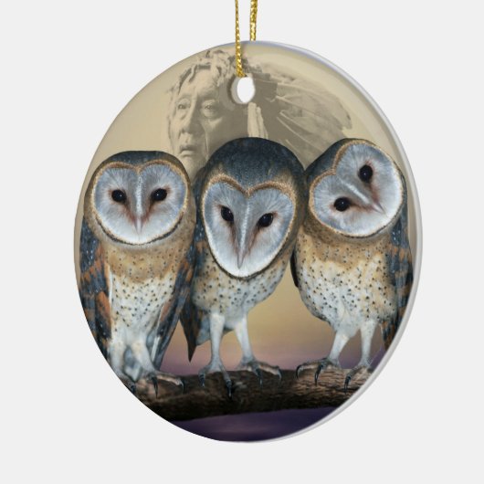 神聖なフクロウ北米インディアン セラミックオーナメント (左)
