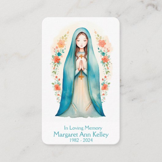 神聖なメアリーウォーターカラーカトリック祈りの言葉カード 名刺 (正面)