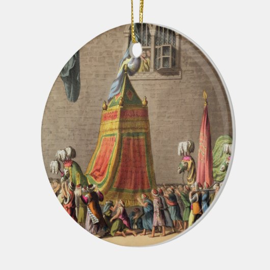 神聖なラクダの壮大な行列の概観 セラミックオーナメント (左)