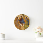 神聖な三位一体のアイコンルブレフ正統派ビザンティン ラウンド壁時計 (ホーム)