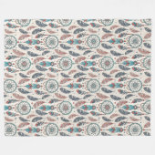 神聖な先住民テキスタイル時代を超えたトライバルドリームキャッチャー フリースブランケット (正面(横))