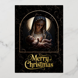「神聖な光に包まれて」ホイル入りクリスマスカード 箔シーズンカード