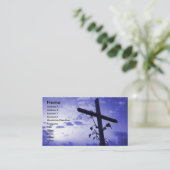 神聖な十字の紫色の空の名刺のプロフィールカード 名刺 (スタンド正面)