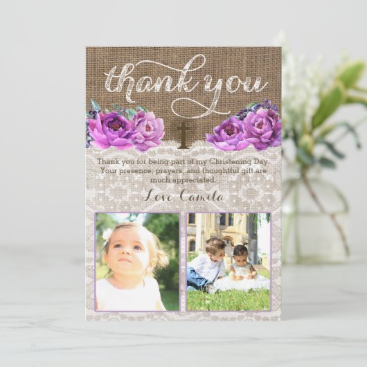 神聖な十字2の写真とのラベンダーのサンキューカード サンキューカード (スタンド正面)