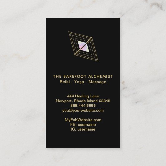 *~*神聖な図形の錬金術金ゴールドBoho三角形 名刺 (裏面)
