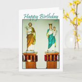 神聖な天使のカトリック教会-ハッピーバースデーカード カード (黄色い花)