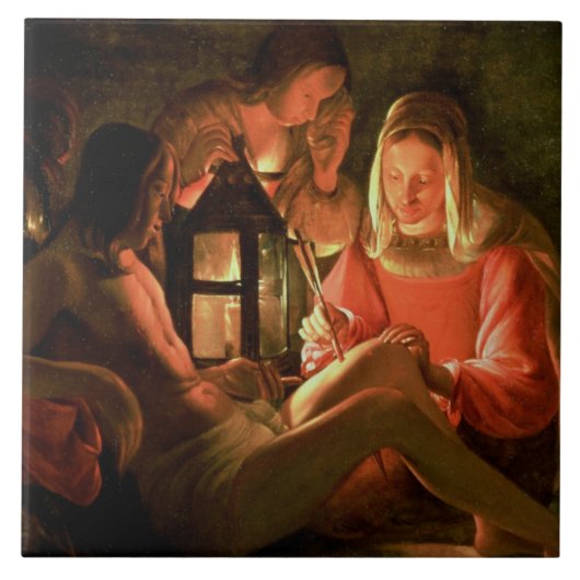 神聖な女性によってがちSt.セバスチャン(油はできます タイル (正面)