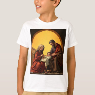 神聖な家族のベビーイエス・マリアとヨセフ・キッドのティー Tシャツ