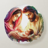 神聖な家族の放射能：出生賛美の ラウンドクッション (裏面)