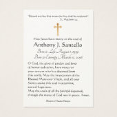 神聖な家族の葬儀悔やみや弔慰祈りの言葉神聖なカード (裏面)