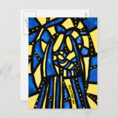 神聖な家族アブストラクトナティクスクリスマスブルーイエロー シーズンポストカード (正面/裏面)