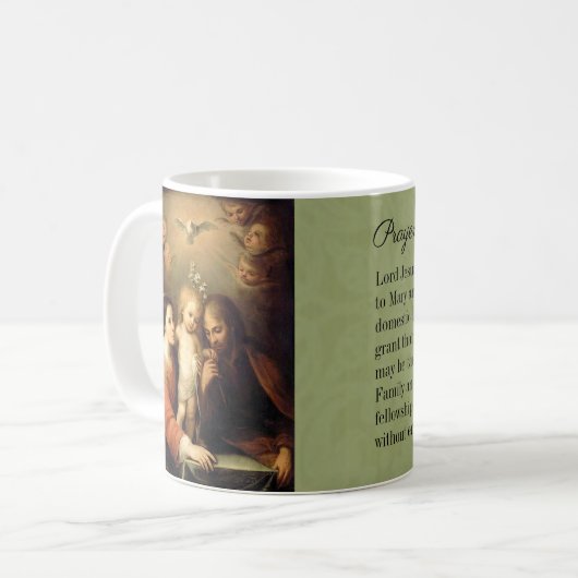 神聖な家族イエス・キリストメリーセントジョーゼフへの祈りの言葉 コーヒーマグカップ (正面左)