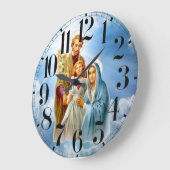 神聖な家族オンスカイバックグランドアクリル壁時計 ラージ壁時計 (傾斜)