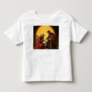 神聖な家族ベビーイエスメアリーとジョセフトドラーティー トドラーTシャツ
