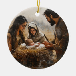 神聖な家族出生クリスマスオーナメント セラミックオーナメント