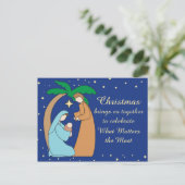 神聖な家族出生クリスマスクリスチャン宗教 シーズンポストカード (スタンド正面)