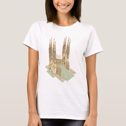 神聖な家族Antonio Gaudi。 バルセロナスペイン Tシャツ (正面)
