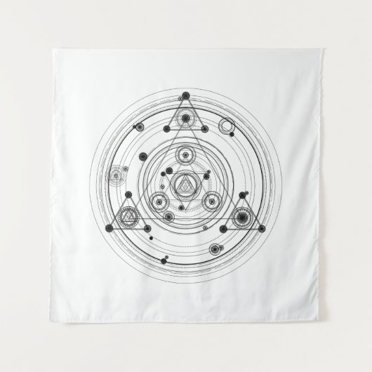 神聖な幾何学および幾何学的な錬金術のデザイン タペストリー (正面)