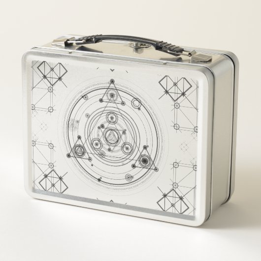 神聖な幾何学および幾何学的な錬金術のデザイン メタルランチボックス (裏面)